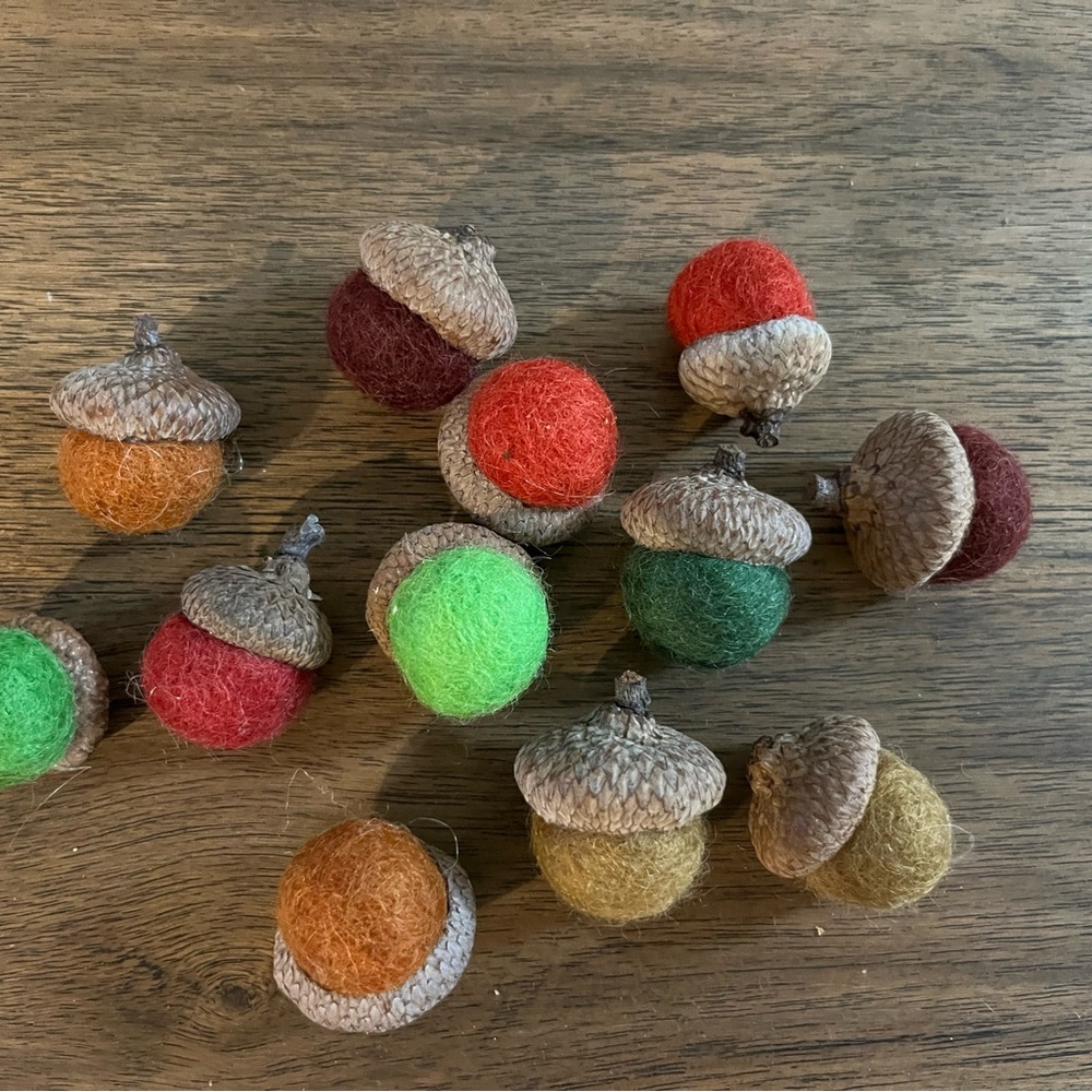 Set of 12 Handcrafted Felted Acorns